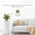 GoHooked 24-inch tall white polymer planter with a stone-look design, perfect for indoor or outdoor use.