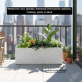 Go Hooked Recta R white speckled polymer planter pot with modern design, 24x10 inches, perfect for outdoor and indoor plants.