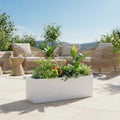 GoHooked white rectangular polymer planter pot with drainage, 24x10 inches, for outdoor and indoor plants.