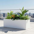 GoHooked white rectangular polymer planter pot with drainage, 24x10 inches, for indoor/outdoor plants.