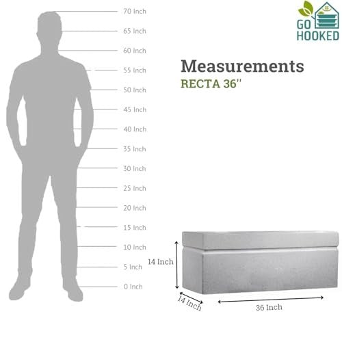 GoHooked white polymer planter pot, 36x14 inch rectangular, modern design, lightweight, durable, with drainage.