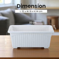GoHooked white rectangular plastic plant pot with fluted sides and raised feet, 35cm
