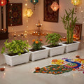 GoHooked white rectangular plastic plant pots, 35cm, set of 12, ideal for home and garden.