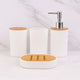 Go Hooked Premium Bathroom Accessories Set with Soap Dispenser, Toothbrush Holder, Tumbler & Soap Dish Set of 4 | Modern Ribbed Design | Elegant Bathroom Essentials for Home & Office (Round, White)