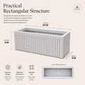 GoHooked white polymer rectangular planter pot with ribbed texture design, 24x12 inches, ideal for indoor or outdoor use.