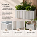 GoHooked white polymer rectangular planter pot with vertical ribbed design, 20x9 inches, suitable for indoor/outdoor use.