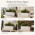 GoHooked white polymer rectangular planter pot with ribbed texture, 24x12 inches, ideal for indoor/outdoor use.