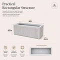 GoHooked marble white polymer rectangular planter pot with ribbed design, 20x9 inches, ideal for indoor/outdoor use.