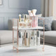 Go Hooked 2-Tier Rectangular Shelf Rack for Home, Bathroom & Vanity | Space Saving Countertop Organizer | Metal & Polypropylene Stand for Office, Skincare & Spice Storage Rack (White-Rose Gold)