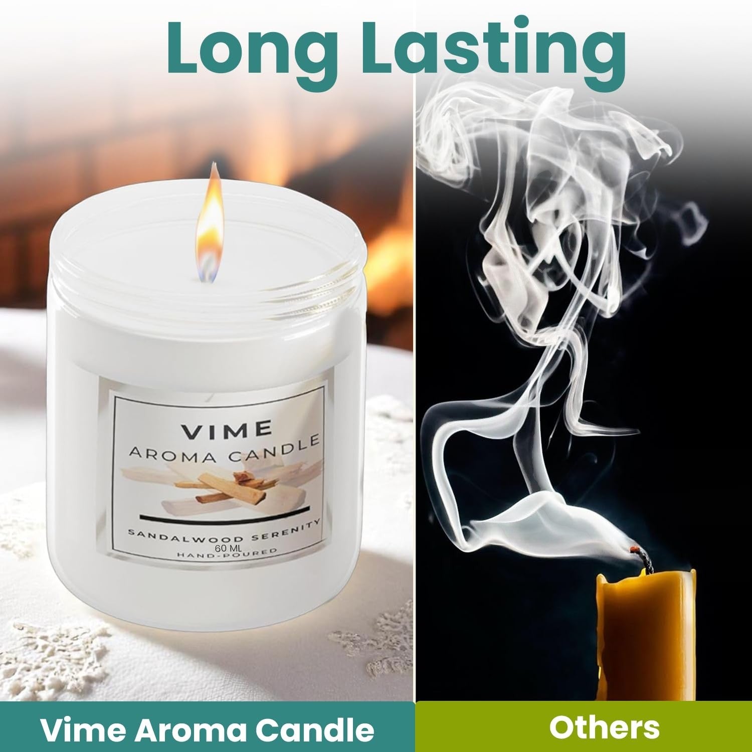 GoHooked white sandalwood serenity aroma candle, 120 gm, 35+ hour burn time, aromatherapy, hand-poured