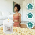 GoHooked white scented aroma candle in glass jar, 120 gm, with Winelone fragrance, 40-hour burn time.
