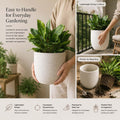 Go Hooked 12-inch white speckled polymer planter pot with drainage, perfect for indoor or outdoor plants.