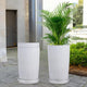 Go Hooked 18 Inch Tower Pots with Saucer Tray Planter - Lightweight, Durable Outdoor & Indoor Planters, Perfect for Balcony & Terrace Gardens (White, Pack of 3)