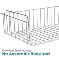 GoHooked white steel wire undershelf storage basket with open grid design. Set of 2.