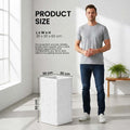 GoHooked white extra-tall square polymer planter with granite ribbed texture, 12x24 inch size.