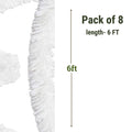 GoHooked 8 Pcs Snow White Tinsel Garland, 6ft artificial garland for Christmas tree decoration and party decor.