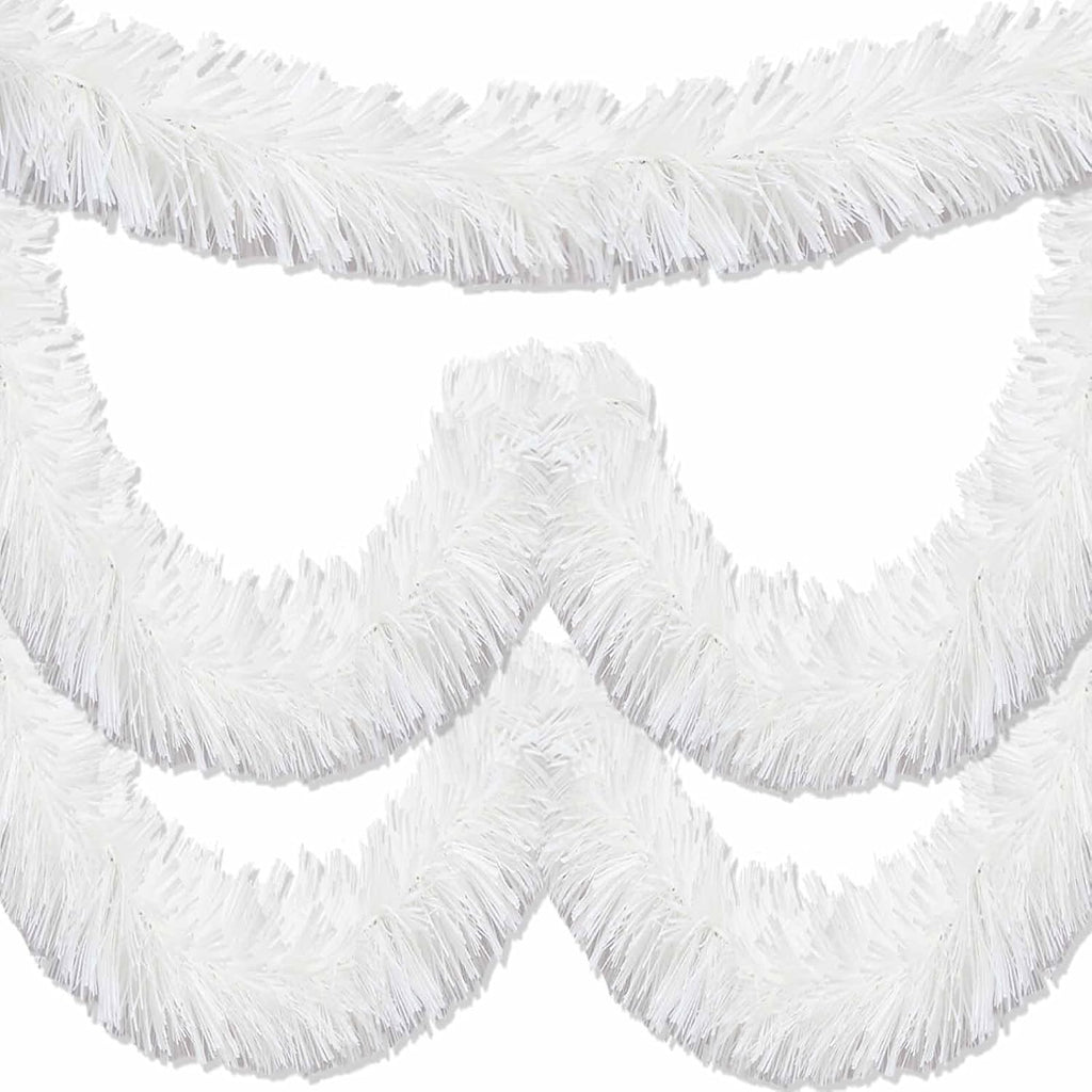 GoHooked 3 Pcs Snow White Artificial Tinsel Garland for Christmas Tree Decoration and Party Decor