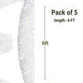 GoHooked 5 Pcs Snow White Artificial Tinsel Garland, 6ft length, perfect for Christmas tree decoration and party decor.