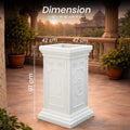 GoHooked white polymer marble-style Tulsi pot with embossed Shubh Labh, Om, and Swastik designs. Large 16x36 inch planter for indoor/outdoor use.