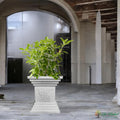 Go Hooked 16 inch white traditional decorative Tulsi pot planter with Swastik symbol, perfect for home and garden decor.
