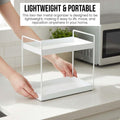 GoHooked white two-tier metal countertop organizer rack for kitchen or bathroom storage.