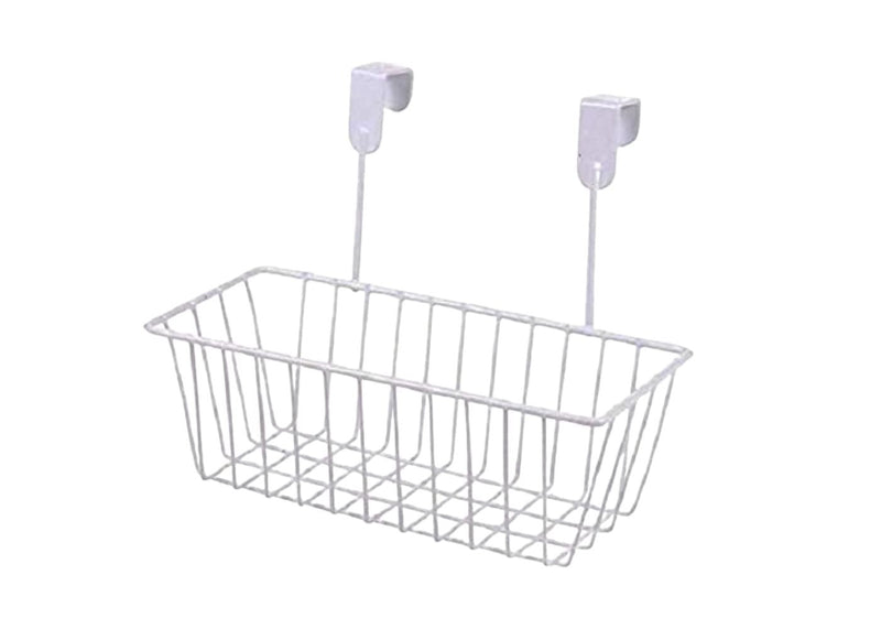 GoHooked white wire over door hanging basket organizer for kitchen, bathroom, pantry, office. Set of 3.