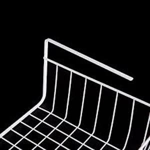 GoHooked white wire under shelf storage basket, 16 inch metal rack for cabinet and home organization. Durable powder-coated iron.