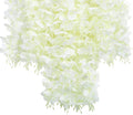 GoHooked white artificial wisteria vine garland made of silk flowers, 3.6 feet long, sold in a pack of 12.