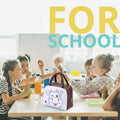 Go Hooked brown and white insulated lunch bag with winky cow design, perfect for school.