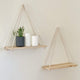 Go Hooked Wall Hanging Shelf | Wood Floating Shelves for Wall Rustic Rope Shelves Plant Shelf Farmhouse Decor for Living Room Bathroom Bedroom Apartment | Wood Hanging Shelf (Pack of 2)