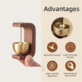 GoHooked dark brown wooden magnetic doorbell with brass bell, handcrafted for home entrance, meditation, and decor.