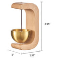 GoHooked Japanese style wooden magnetic doorbell with brass bell, natural wood finish.