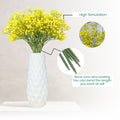 GoHooked yellow artificial baby's breath flowers in a white textured vase. Realistic faux gypsophila with bendable stems.