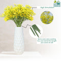 Go Hooked yellow artificial baby's breath flowers in a white textured vase. Realistic floral arrangement for decor.