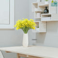 GoHooked yellow artificial baby's breath flowers in a white textured vase, realistic real touch floral arrangement for decor.
