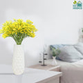 Go Hooked yellow artificial baby's breath flowers in a white textured vase, realistic real touch flowers for decor.