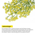 GoHooked yellow artificial baby's breath flowers with flexible stems, realistic soft rubber flower heads and plastic stems.