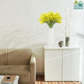 Go Hooked yellow artificial baby's breath flowers in a white vase, realistic real touch, perfect for bouquets and decor.