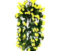 GoHooked yellow artificial rose garland, 35 inch, made of silk and plastic, for home and party decor.