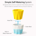 GoHooked yellow geometric plastic self-watering planter with inner pot and water reservoir