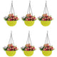 Go Hooked Hanging Pots | Yellow | 7.1 Inch Diameter | 4.8 Inch Height | 3 mm Thickness | 13 Inch Chain | 6 Pieces