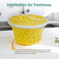 GoHooked yellow mesh storage basket with zip closure and handle, ideal for fruits and vegetables.