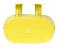 GoHooked yellow metal oval hanging planter, 12 inch, with railing hooks. Ideal for decks and patios.