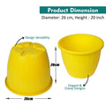 GoHooked yellow plastic flower pots, pack of 2. Features elegant design, UV resistant, and lightweight. Ideal for indoor/outdoor gardening.
