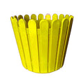 Go Hooked 11-inch yellow plastic garden fence pot with a picket fence design. Durable and lightweight.