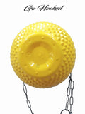 GoHooked yellow plastic hanging planter with diamond texture and metal chain. Ideal for home garden or balcony.