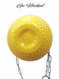 GoHooked yellow plastic hanging crystal planter with diamond pattern and metal chain. Set of 3.