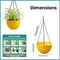 GoHooked yellow plastic hanging planter pot with diamond texture, 8.5 inch diameter, 5.8 inch height, 13 inch chain.