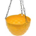 GoHooked yellow diamond pattern plastic hanging planter pot with metal chain. Ideal for home garden and balcony.