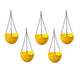 Go Hooked Round Crystal Plastic Flower Hanging Planter with Metal Hanging Chain/Beautiful Hanging Flower Pots for Home Garden Balcony (Yellow)(Pack of 5)
